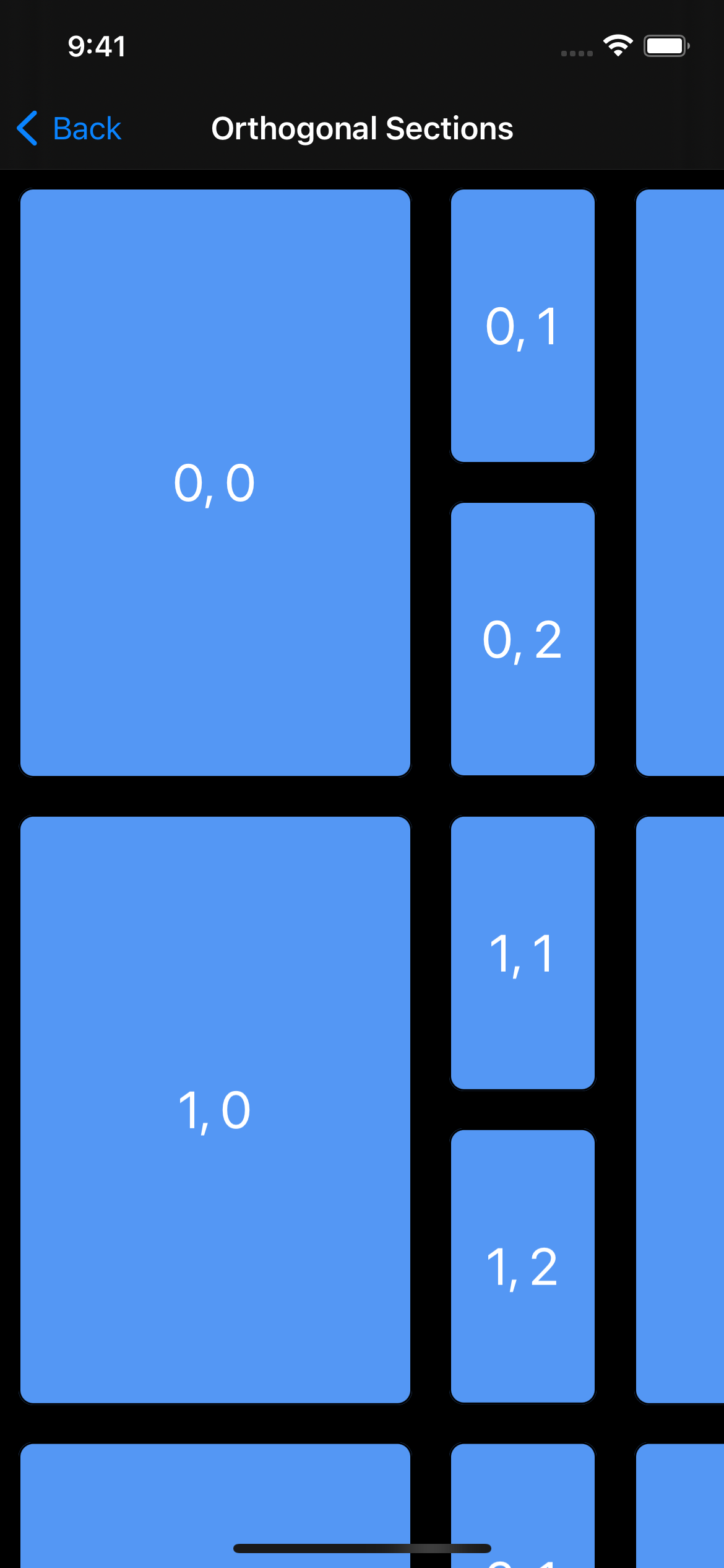 Layout with nested groups with orthogonal scrolling